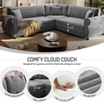 thumbnail image 4 of FFH 88.2" Sectional Sofa with Pull Out Bed, Convertible Sleeper Sofa, 5 Seater Chenille Couch for Living Room, Light Gray, 4 of 12