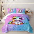 thumbnail image 2 of Erosebridal Girls Unicorn Twin Quilt Set,Multicolor Glitter Print Twin Coverlet Set For Kids,2pcs, 2 of 7