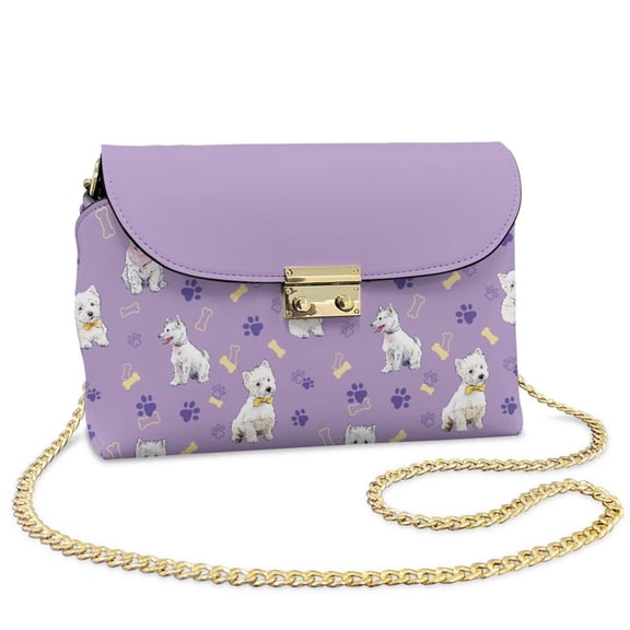 Pzuqiu Dog Print Leather Crossbody Bag with Chain Strap Fashion Trendy Quilted Leather Crossbody Bags for Women Craftsmanship Practical Casual for Teen Girls-Women
