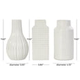 thumbnail image 3 of DecMode 3"W, 8"H Geometric Dimensional Textured Cream Ceramic Vase with Varying Shapes and Grid Patterns, Set of 3, 3 of 11
