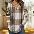 thumbnail image 2 of Yangnuo Fall Plaid Trendy V-Neck Sweatshirts for Women Women's Printed Long Sleeve Sweatshirts Fashion And Leisure V-Neck Hooded Top, 2 of 5