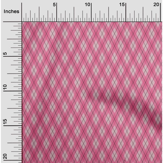 oneOone Cotton Cambric Pastel Pink Fabric Argyle Check Sewing Craft Projects Fabric Prints By Yard 56 Inches Wide