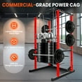 thumbnail image 4 of Red Adjustable Power Cage, 1200 LBS Capacity Multi-Functional Squat Rack with 14 Holes, Anti-Slip Base and Training Attachments for Home Gym, 4 of 7