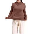 thumbnail image 2 of Frostluinai Long Sleeve Shirts for Women Plus Size Mock Neck Stretch Tops Basic Solid Color T Shirts Soft Loungewear Slim Fit Blouses Tees, 2 of 8