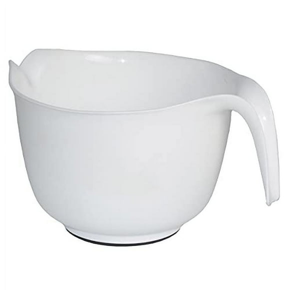 glad Mixing Bowl with Handle - 3 Quart Heavy Duty Plastic with Pour Spout and Non-Slip Base Dishwasher Safe Kitchen Supplies for cooking and Baking, W