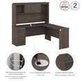 thumbnail image 3 of Bestar Logan 67"W L-Shaped Corner Desk With Hutch, Medium Gray Maple, 3 of 6