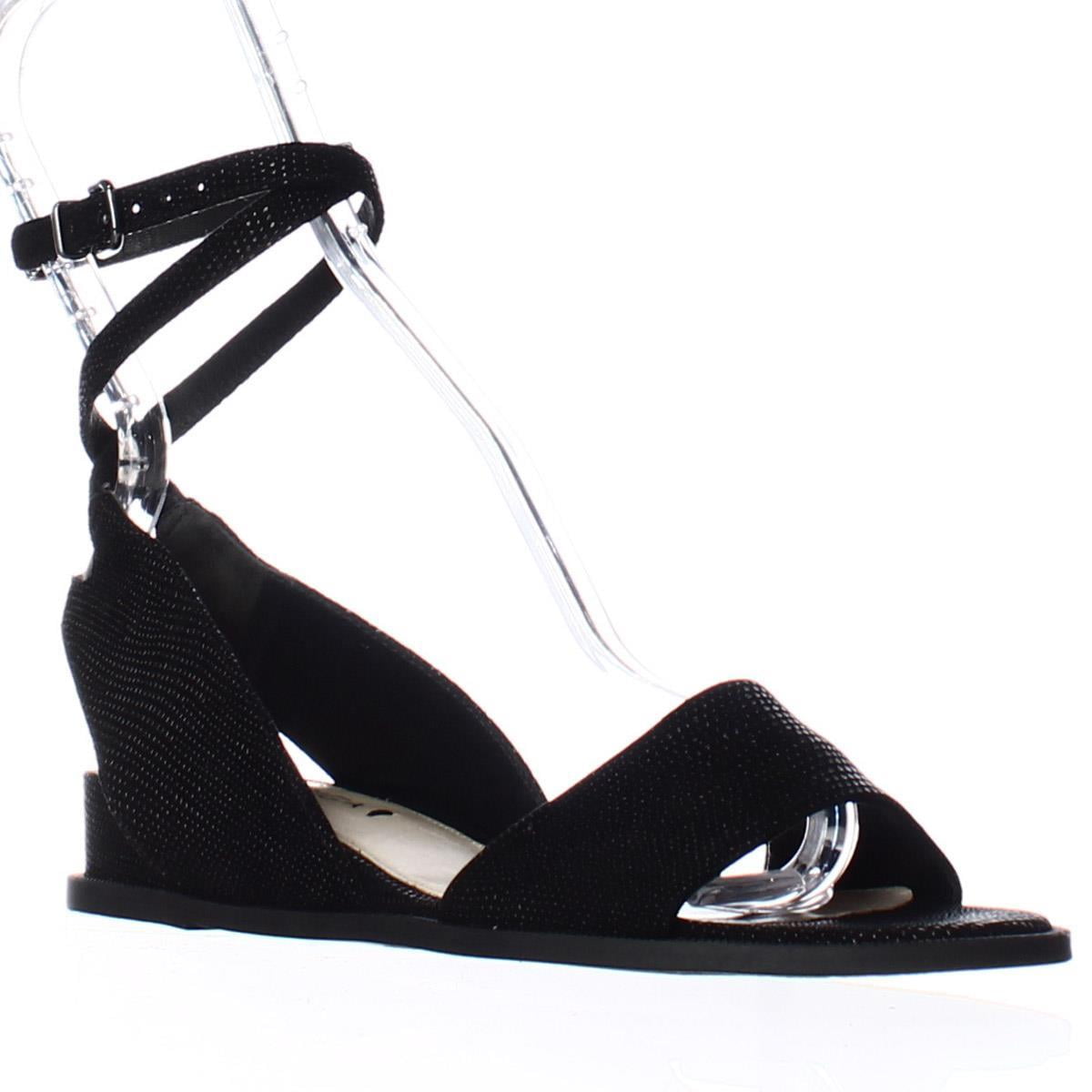 black wedge with ankle strap
