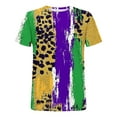 thumbnail image 4 of Cadancy Women Mardi Gras Shirt Carnival Rave Party Pullover Round Neck Short Sleeve Tops Cozy Casual Loose Holiday Print Tee Shirts Trendy Outfits, 4 of 6