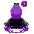 thumbnail image 3 of Jizyo Robe Tutu à Sequins pour Filles Jupe Scintillante Justaucorps Tenue de Danse Jazz Hip Hop Violet 8, 3 of 6