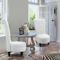 thumbnail image 3 of AVAWING High Back Throne Royal Chair Set of 2, Upholstered Velvet Tufted Chair, White, 3 of 8