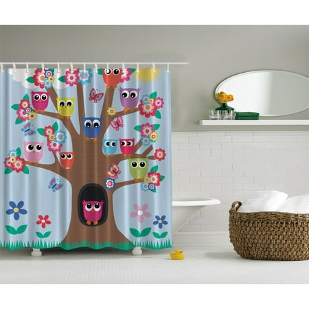 Cute Owls on Tree BFF Best Friend for Teens and Girls Nursery Shower Curtain