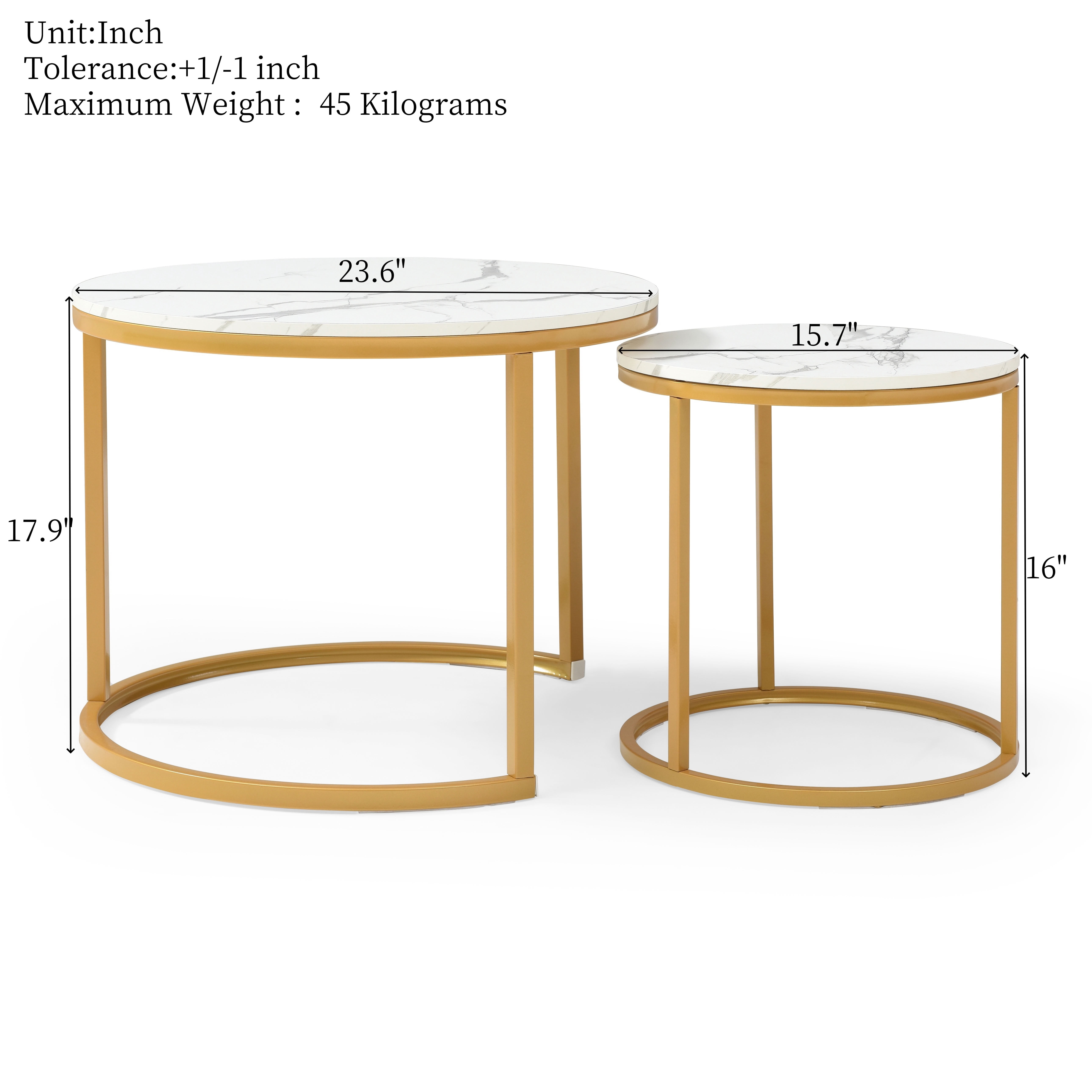 MAYEERTY Nesting Coffee Table Set of 2, Round Center Table with Metal Frame, Space Saving Accent Side Table for Living Room Bedroom Small Apartment