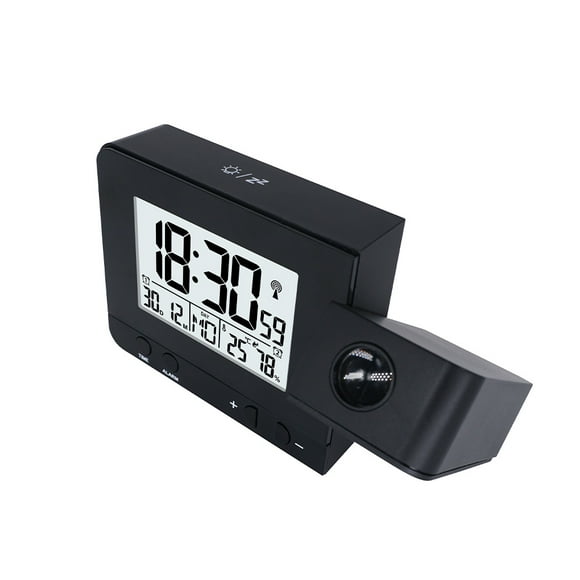 yingyy Projection Alarm Clock Electronic USB Charging Calendar Humidity Temperature Projector Snooze Function Backlight Black