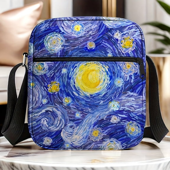Alikpop Starry Sky Print Crossbody bag, Oil Paint Pattern Shoulder Bag, Women's Fashion Versatile Top Handle Handbag