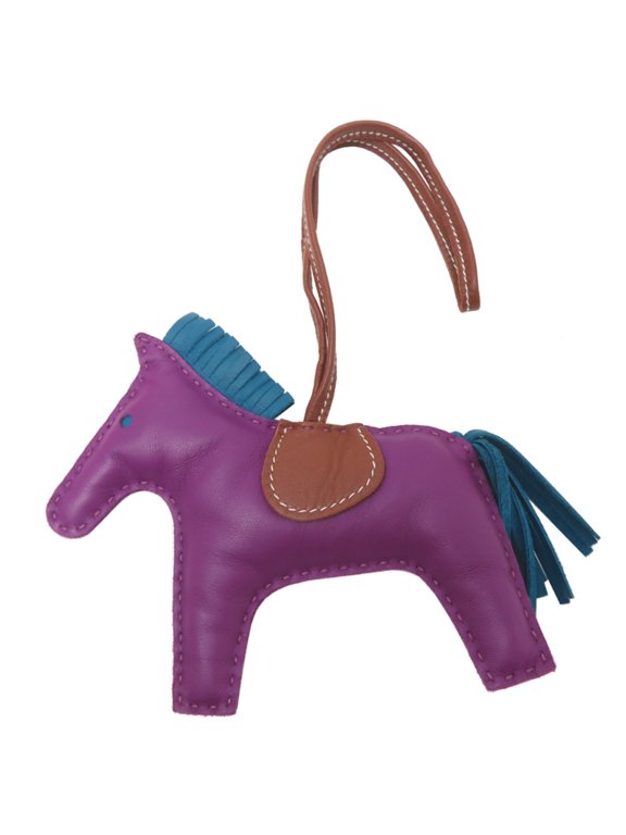 Pre-Owned Hermes Rodeo MM A stamp, 2017 production, women's/men's keychain, Agneau Milo Anemone...