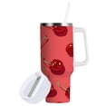 thumbnail image 2 of Beautiful Cherry Tumbler with Handle and Straw Lid 30 oz Insulated Vacuum Water Bottle Stainless Steel Travel Cup, 2 of 9