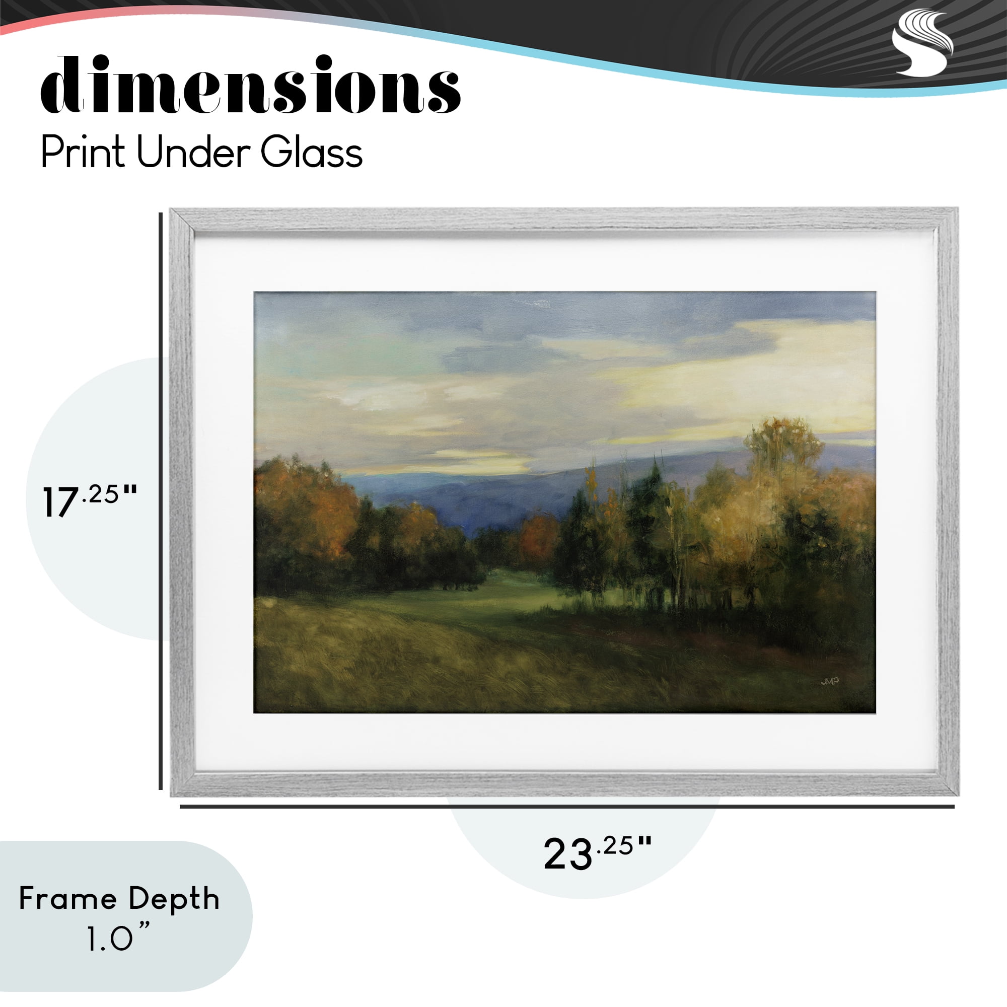 Stupell Industries October Meadow Countryside Gray Framed Print Under Glass, design by Julia Purinton