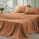 thumbnail image 1 of Juego de sábanas Bedsure, tamaño king, 4 piezas, poliéster, color naranja empolvado, 1 of 8