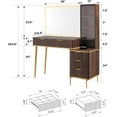 thumbnail image 3 of OKD Makeup Vanity Desk with Lights and Mirror, Vanity Table with 5 Drawers and Charging Station for Bedroom,Dark Walnut, 3 of 7