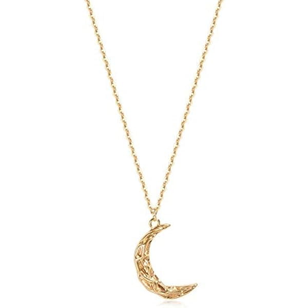 Chenchen Gold Moon Pendant Necklace for Women,14K Gold Plated Dainty Chain Crescent Moon Sun Star Necklace Jewelry