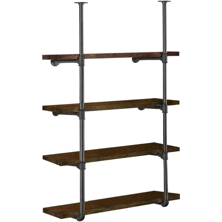 Custom Rustic Gray Wood Shelf Metal Wire Rack Cover Pantry Kitchen