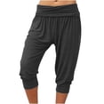 thumbnail image 2 of QASIEATN Women's Pleated Waist Cropped Pants Loose Summer Yoga Fitness Sports Pants Workout Harem Pants, 2 of 4