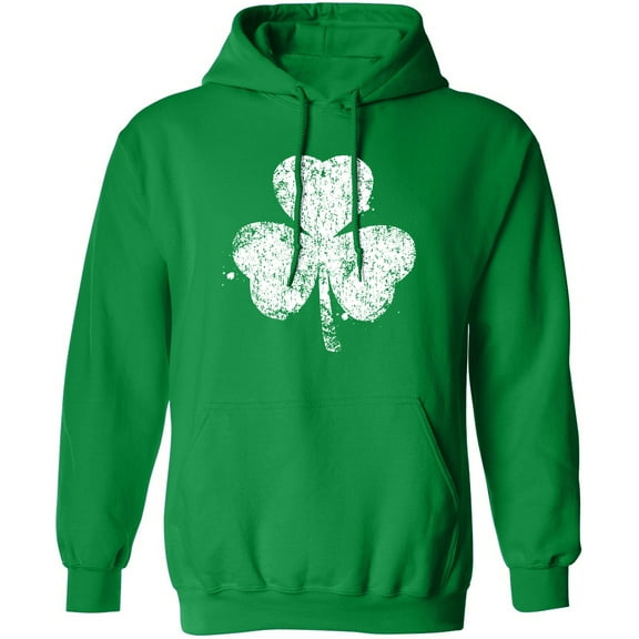 Distressed Shamrock Hoodie Irish Green (XL)