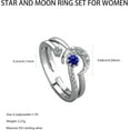 thumbnail image 4 of Star Moon Ring Set Stackable Rings for Women Couble 925 Sterling Silver Celestial Matching Adjustable Ring Cute 14k Gold Plated Blue CZ Moon Friendship Promise Ring Jewelry Gifts to Daughter, 4 of 11