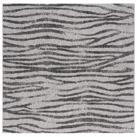 SAFAVIEH Courtyard Thomasina Animal Indoor/Outdoor Area Rug, Grey/Black, 6'7" x 6'7" Square