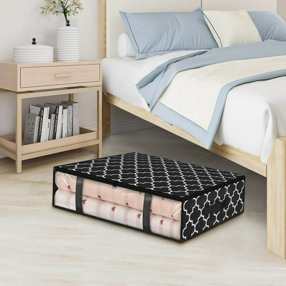 Foldable Non-Woven Underbed Storage Bag with Clear Window, 3-Pack Grey Organizer for Clothes, Blankets, and Toys