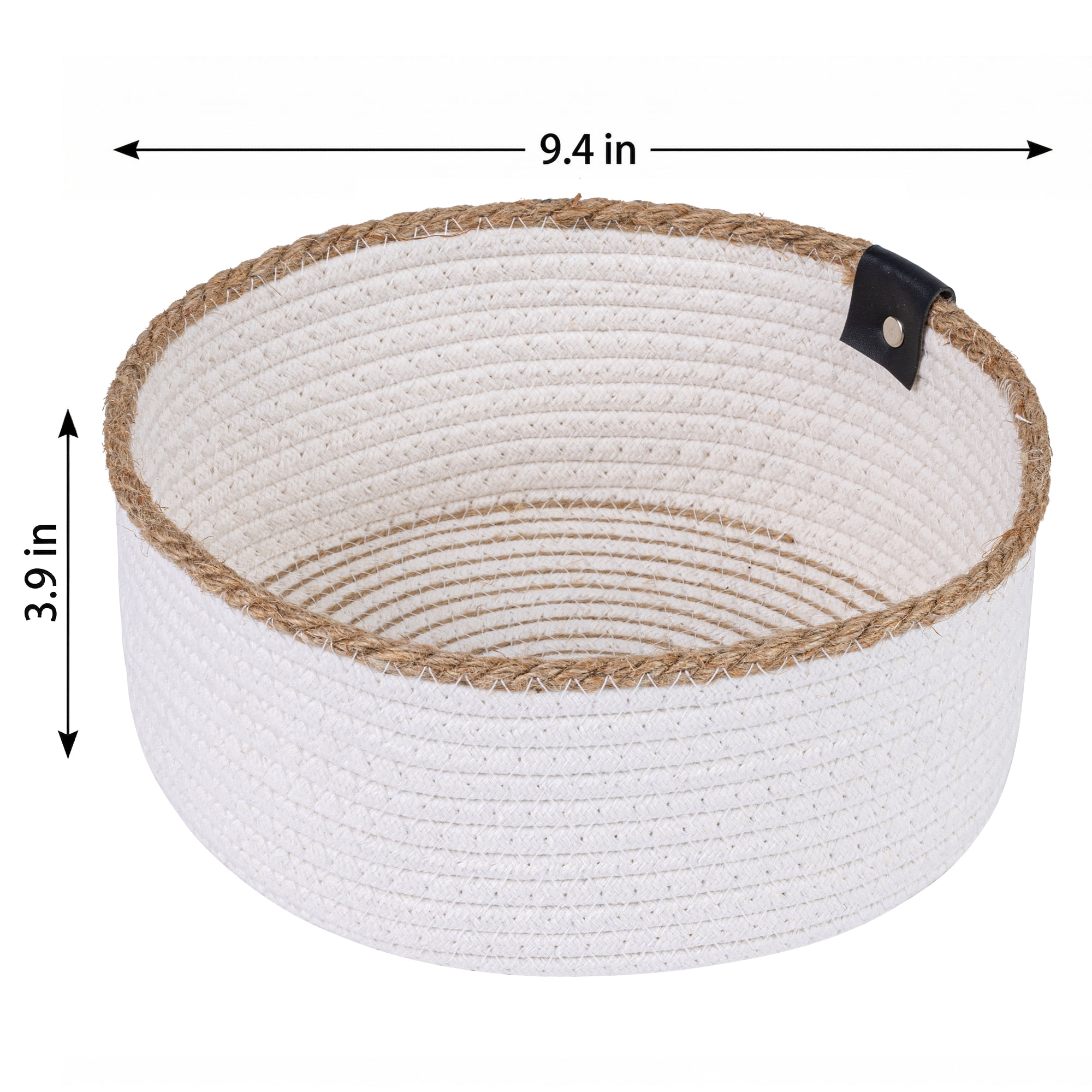 Unique Bargains Woven Storage Basket for Key Tray Bowl White-Brown 9.4*9.4*3.9in