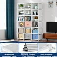 thumbnail image 4 of Book Shelf, 18 Cube Storage Organizer, DIY Bookcase, Metal Cube Bookshelf, Tall Book case for Bedroom, Living Room, Office, Closet Storage Organizer, Black Cubicle Storage Rack-White, 4 of 14