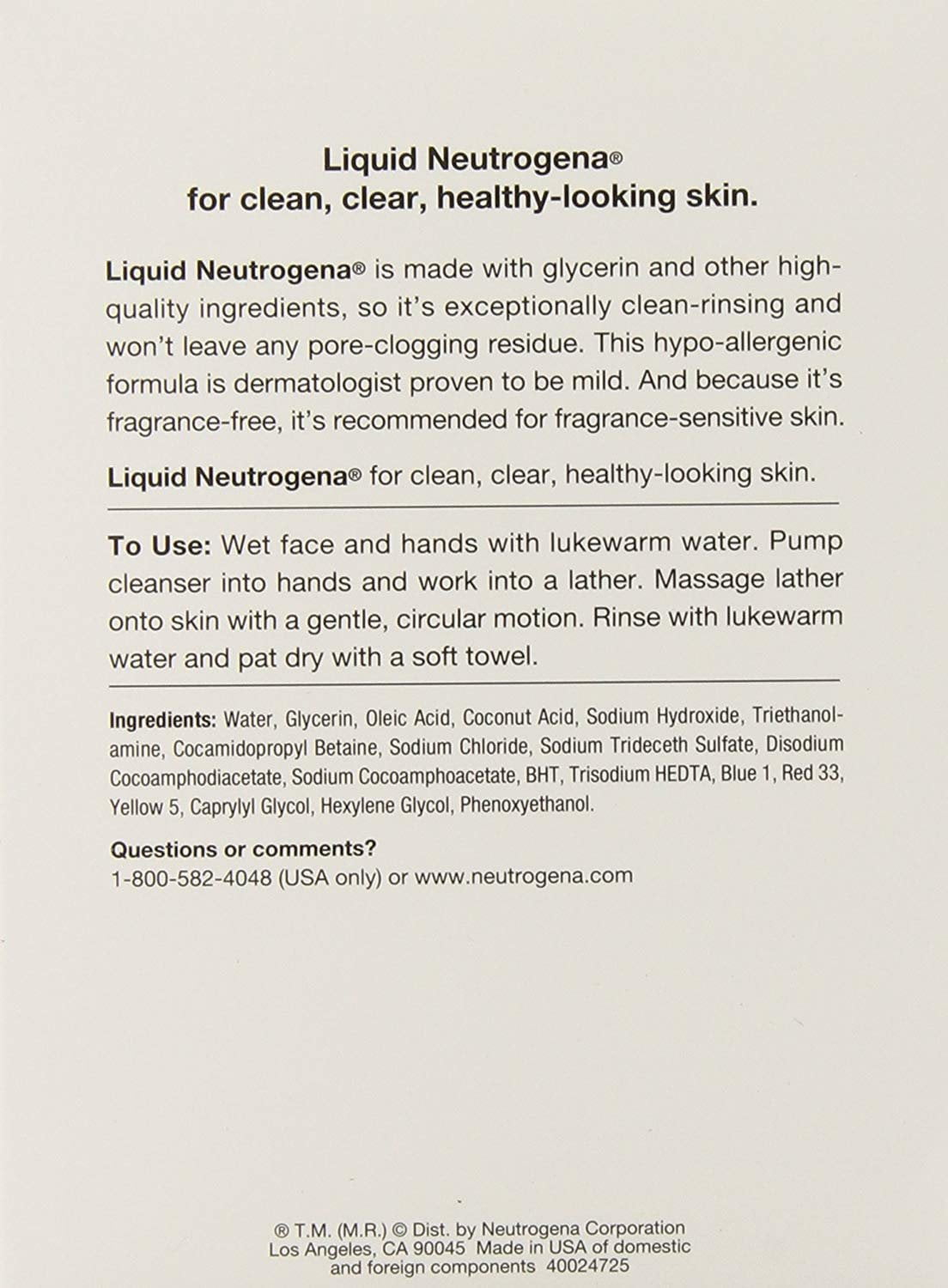 Neutrogena Liquid the Transparent Facial Cleanser, 8 fl oz