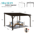thumbnail image 2 of TOTAL Outdoor 10x12FT Heavy-Duty Wall-Mounted Gazebo with Galvanized Steel Roof, Wind & Snow Resistant Outdoor Patio Cover with Upgraded Drainage System, Brown, 2 of 7