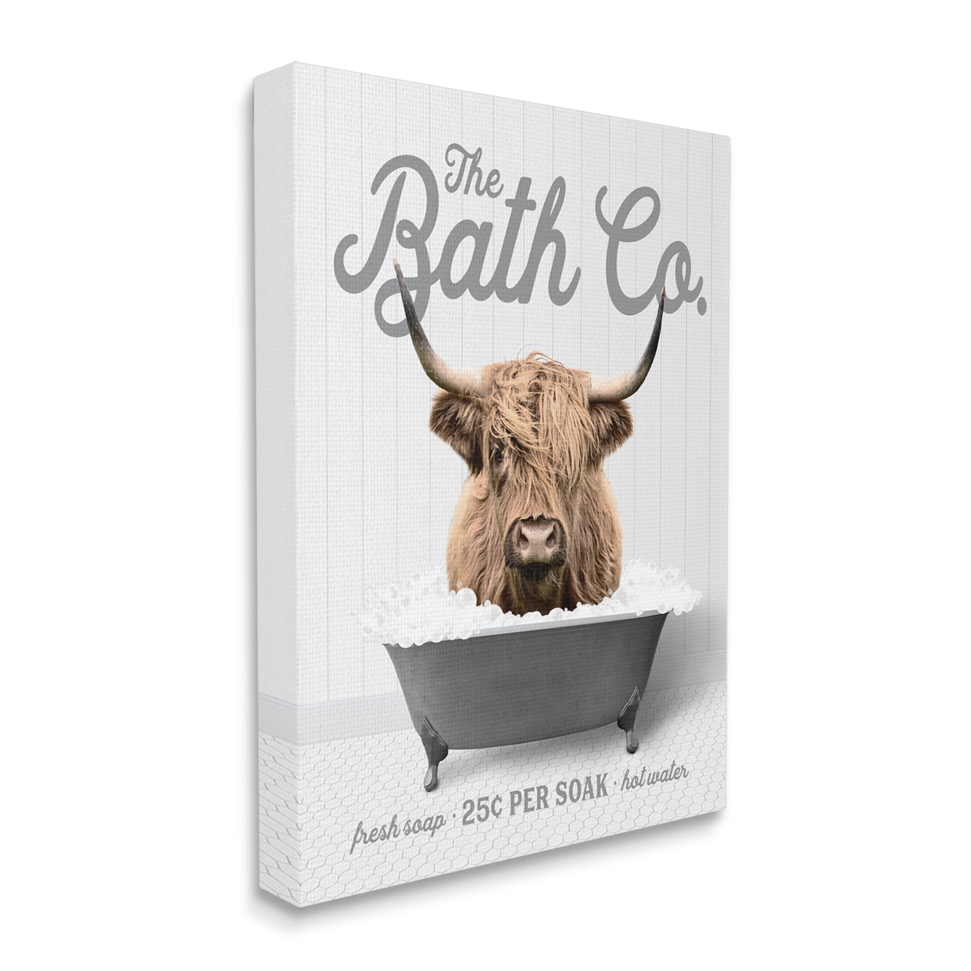 Stupell Industries Highland Cow Bubble Bath Animals & Insects Painting Gallery Wrapped Canvas Print Wall Art, 30 x 40