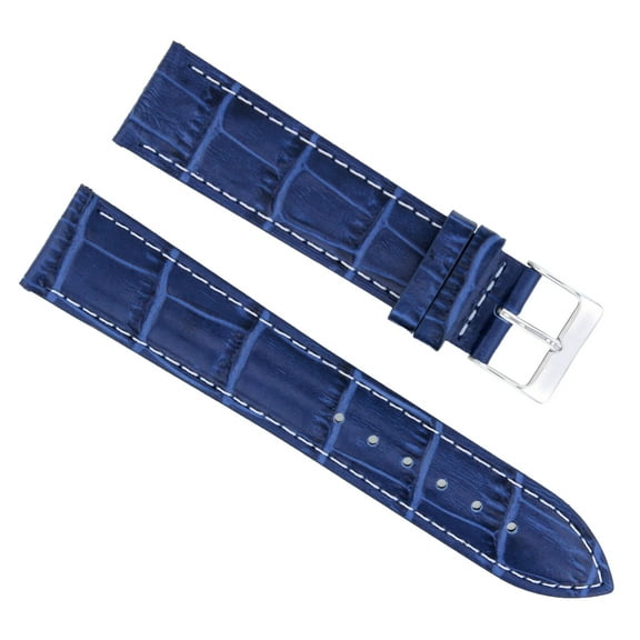 20MM LEATHER WATCH STRAP BAND FOR ROLEX DATE , AIRKING 20/18MM BLUE WHITE STITCH