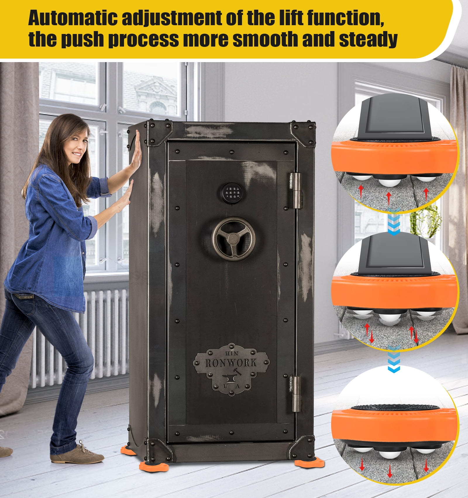 Furniture Lift Mover Tool Set - Furniture Movers Can Withstand Up to 800 Ibs, 360°Sliding Function, Furniture Lifter Have Self-Adjusting Bases， Heavy Item Furniture Moving Tool Without Falling