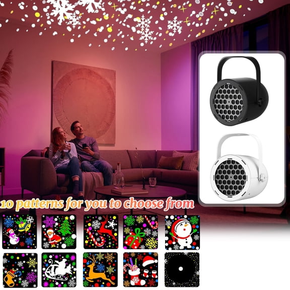 1PC Christmas Projector, 10-Pattern Holiday Lamp Projection Light, Outdoor and Indoor Projector for Bedroom Kids Room Ceiling House Exterior Garden Patio Nighttime Decoration