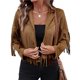 thumbnail image 2 of Chaquetas de Mujer de Piel Sintética de Ante con Flecos y Forro. Abrigos Cortos con Flecos. Imprescindibles de de Otoño. Marrón Oscuro L, 2 of 10