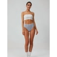 thumbnail image 4 of Women'S Large Size Cotton Half-Cover Hip High Waist Solid Color High Slit Briefs Gray L, 4 of 7