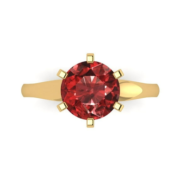 Solitaire Engagement Ring for Women - 2.5ct Natural Garnet in 14K Yellow Gold Promise Ring