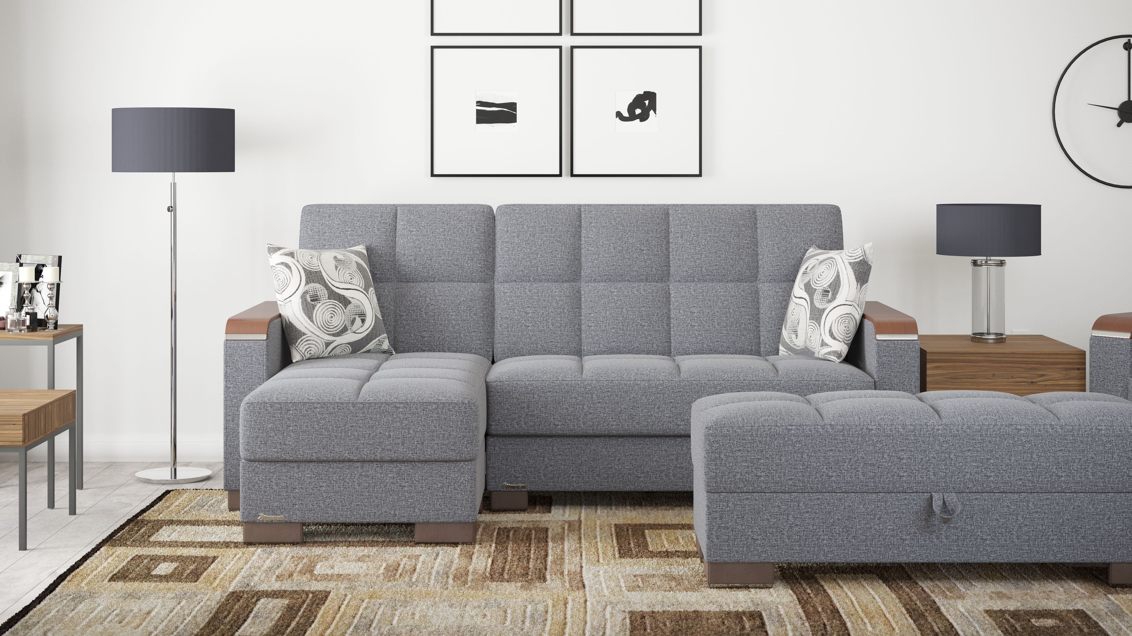 Ottomanson Origins X Upholstered Storage Ottoman, Gray