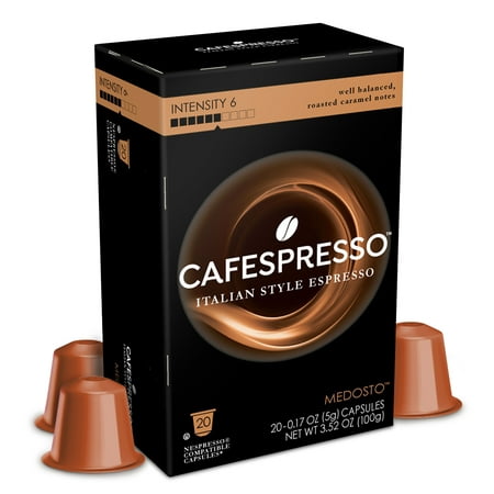 Cafespresso Medosto, Nespresso® Compatible Capsules, 20 count (5 g) capsules, Intensity Level