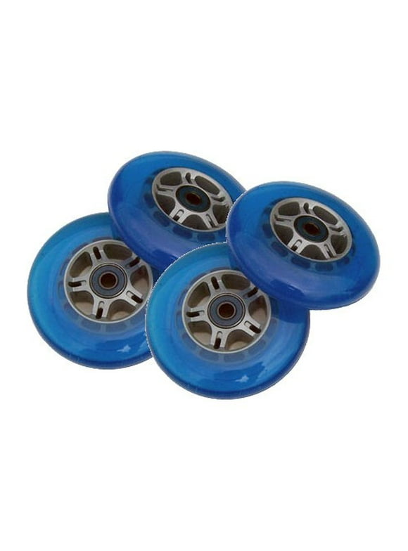 4 Blue Wheels W/Abec 7 Bearings for RAZOR SCOOTER 100mm