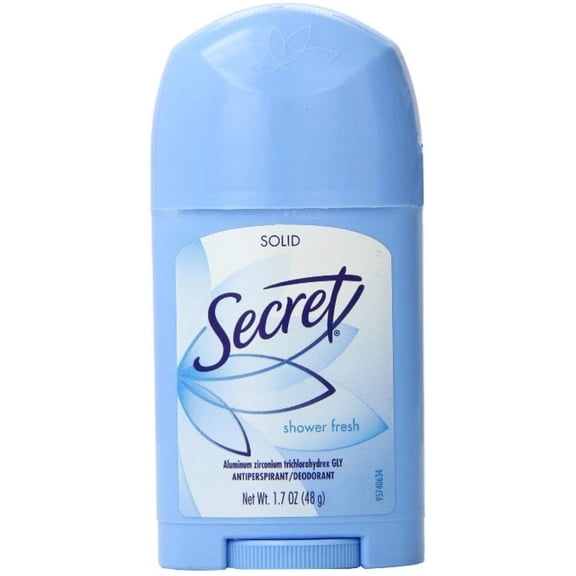 Secret Deodorant 24HR Anti-Perspirant Solid, Shower Fresh, 1.7oz, 9-Pack