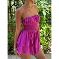 thumbnail image 2 of Biezeib Women's Summer Tube Dress Strapless Swiss Dots Solid Color Tiered Hem Short Dress Clubwear, 2 of 6