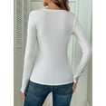 thumbnail image 6 of Women'S Rhinestone Sparkly Floral Lace T Shirt Long Sleeve Fitted Knit Top White L, 6 of 7