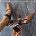 thumbnail image 3 of GERsome Women's Block Heels Pointy Closed Toe Summer Slip On Comfort Slingback Dress Shoes for Work Wedding Party, Brown Size 9.5, 3 of 9