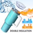 thumbnail image 5 of 40oz Tumbler with Handle and Straw, Vacuum Insulated Stainless Steel Travel Mug, Fits Car Cup Holder, Ice Crystal Print, 5 of 6