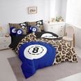 thumbnail image 2 of Castle Fairy Leopard Print Billiards Queen Bedding 7pcs, Vintage Sport Theme Bedding Comforter Set Queen, Brown Black Blue,Black Reversible, 2 of 7